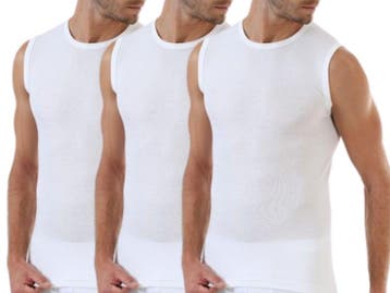 3 stuks SQOTTON® A-shirt - O-neck - mouwloos - Wit, Verzenden