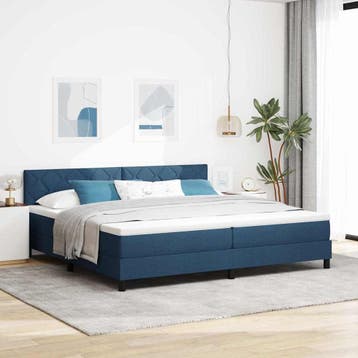 vidaXL Boxspring bed met kussen met hoofdeinde Blauw 200 x, Stof, Verzenden, Blauw, Nieuw