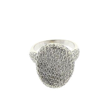 Witgouden pavéring met diamanten; Ca 0,90 ct., Gebruikt, Ophalen of Verzenden, Kleiner dan 17, Met edelsteen
