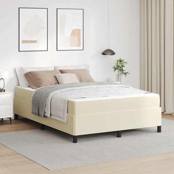 vidaXL Bedframe met matras Crème 160 x 200 cm Stof, Verzenden, Nieuw, Crème, Stof