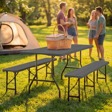Campingtafelset Panja, opvouwbaar, weerbestendig, 8 personen, Caravans en Kamperen, Verzenden, Nieuw