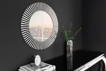 Beeninleg Wandspiegel HARMONY NATURE 60cm Rond Wit Zwart, Huis en Inrichting, Woonaccessoires | Spiegels, Ophalen of Verzenden