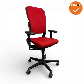Ahrend 230 - Hoge rug  - Rode stoffering - Zwart voetkruis, Werkplek, Ophalen of Verzenden, Gebruikt, Stoel