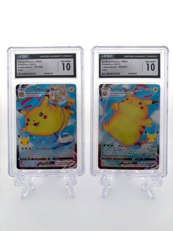 Pokémon - 2 Graded card - Flying Pikachu Vmax & Surfing, Nieuw