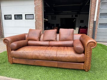 Bank BAXTER Alfred P bankstel 240cm buffel leer sofa, Design, Driepersoons, Zo goed als nieuw, Rechte bank