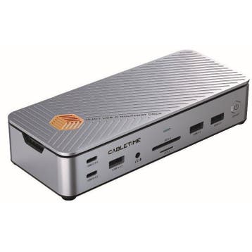 Cabletime – 8K USB C – 15 in 1 Docking Station – 3 monitoren, Ophalen of Verzenden, Nieuw, Docking station, Laptop