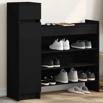 vidaXL Schoenenkast 100,5x28x100 cm bewerkt hout zwart, Verzenden, Nieuw