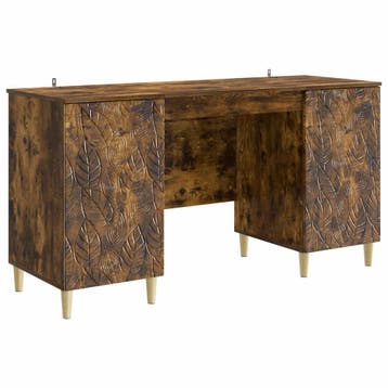 vidaXL Bureau Gerookt eiken Bewerkt hout 142,5 x 50 x 75 cm, Verzenden, Nieuw