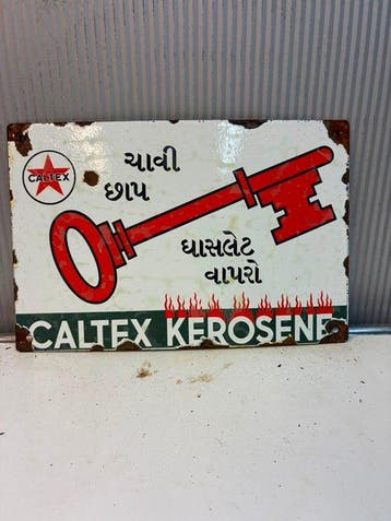 Caltex Kerosene – Sleutel Reclame – Emaille Reclamebord -