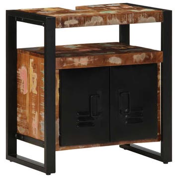 vidaXL Badkamerkast 38x33x160 cm massief recycled hout, Verzenden, Nieuw, (Half)hoge kast, 150 tot 200 cm