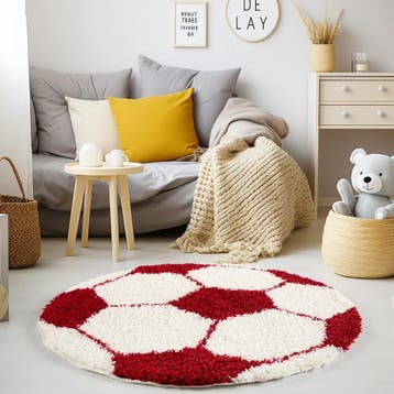 Rond Kindervloerkleed | Fun | Rood | 100x100 cm, Verzenden, Nieuw