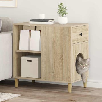 vidaXL Kattenhuis Sonoma 72 x 42,5 x 70 cm Bewerkt hout, Dieren en Toebehoren, Katten-accessoires, Verzenden, Nieuw