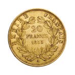 Gouden 20 Franc Napoleon III zonder krans - diverse, Verzenden