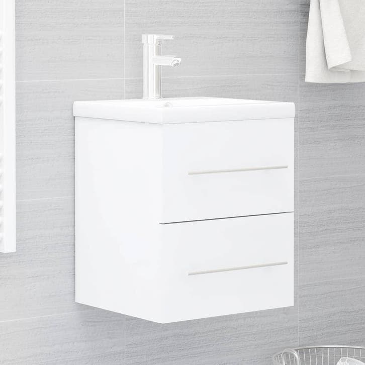 vidaXL Wastafelkast 41x38,5x48 cm bewerkt hout wit, Huis en Inrichting, Badkamer | Badkamermeubels, Wastafelkast, Nieuw, Minder dan 100 cm