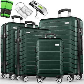 Kofferset - 4 delig - Trolley - Reiskoffer set - Groen - Til, Sieraden, Tassen en Uiterlijk, Koffers, Verzenden, Zo goed als nieuw