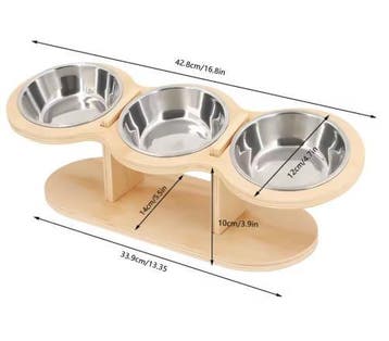 Kantelbare Kattenvoerbak 3 RVS Kommen – Verhoogd met Hout, Dieren en Toebehoren, Verzenden, Nieuw