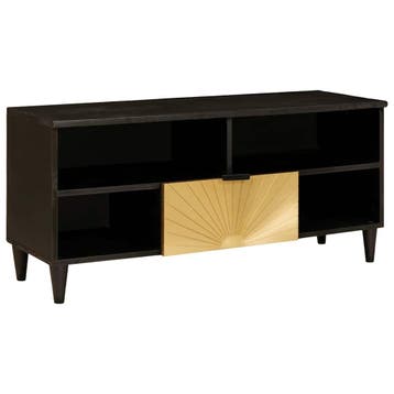 vidaXL TV-kast Zwart en Goud 100 x 33 x 46 cm Bewerkt hout, Verzenden, Nieuw