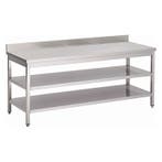 Werktafel met achteropstand | 2 onderbladen | RVS | 1700(..., Verzenden, Nieuw in verpakking