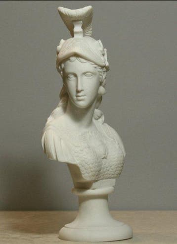 Beeld, Athene Goddess of Wisdom Athena Minerva Bust Marble, Antiek en Kunst