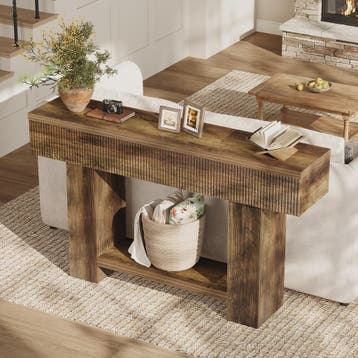 Rustieke Console Tafel 55-Inch met Opbergruimte - Landelijke, Verzenden, Nieuw