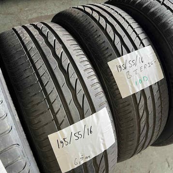 2 x Bridgestone Turanza ER300 195-55-16 Zomerbanden 6,5mm, Gebruikt, 16 inch, Ophalen of Verzenden, Band(en)