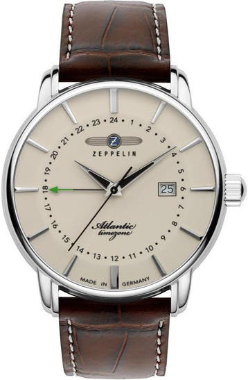 Zeppelin 8442-5 Atlantic GMT heren horloge, Sieraden, Tassen en Uiterlijk, Horloges | Heren, Overige merken, Staal, Verzenden
