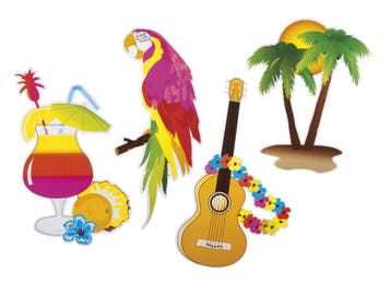 Set tropische Hawaii Wanddecoratie (4 Stuks), Ophalen of Verzenden, Nieuw