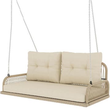 Hollywoodschommel 2-zits Rattan Tuinschommel Met Kussens Ket, Verzenden, Nieuw