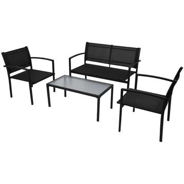 vidaXL 4-delige Loungeset textileen zwart, Tuin en Terras, 4 zitplaatsen, Verzenden, Loungeset, Nieuw