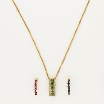 Ketting met hanger - 14 karaat Geel goud Diamant