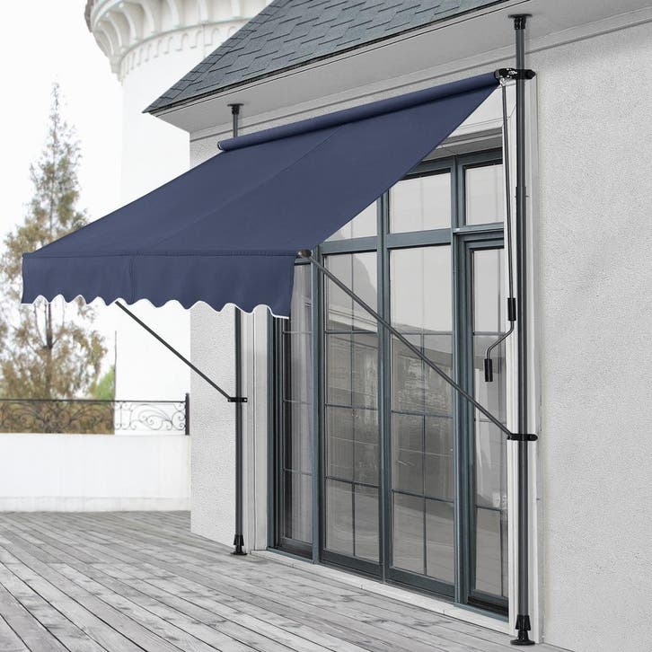 Klem zonwering luifel uitschuifbaar donkerblauw 200x120 cm, Tuin en Terras, Zonneschermen, Verzenden