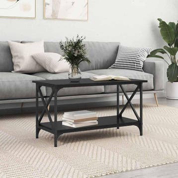 vidaXL Salontafel Zwart eiken 80 x 45 x 45.5 cm Bewerkt hout, Verzenden, Nieuw, Overige houtsoorten, Minder dan 50 cm
