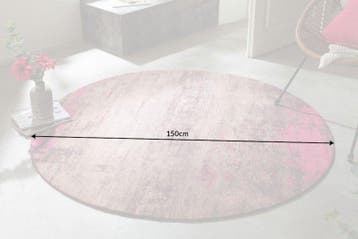 Vintage tapijt MODERN ART 150cm beige roze gewassen rond, Ophalen of Verzenden, Nieuw
