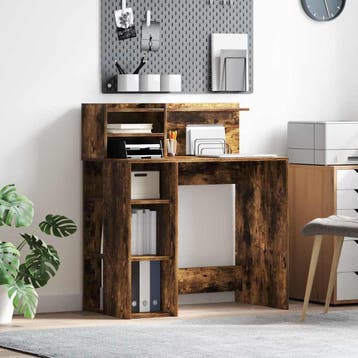 vidaXL Bureau Gerookt eiken Bewerkt hout 90 x 48 x 101,5 cm, Verzenden, Nieuw