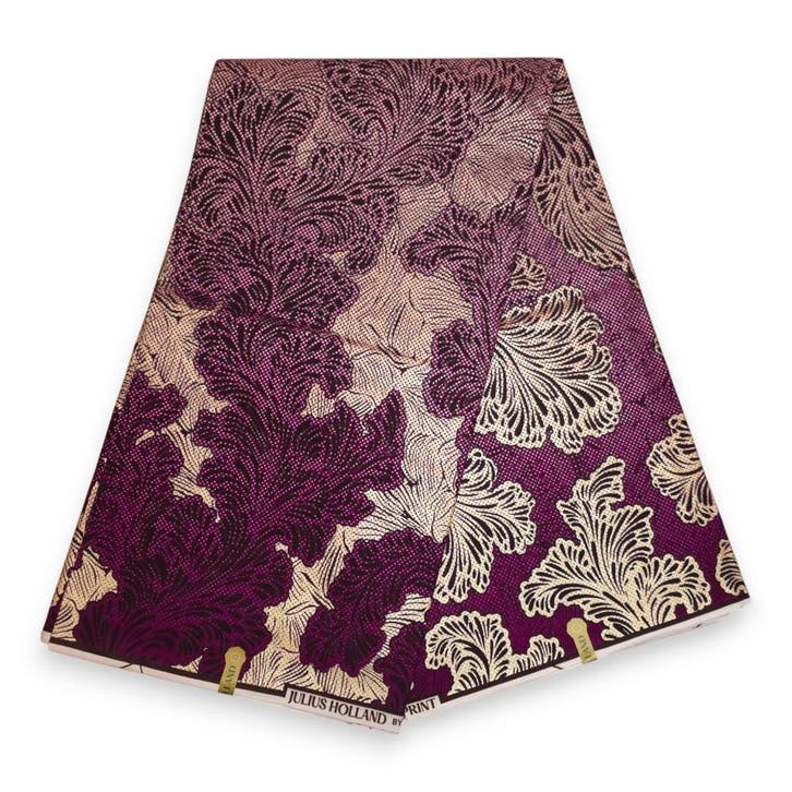 Afrikaanse stof - Paars Goud Floral Whisper - Special effect, Hobby en Vrije tijd, Stoffen en Lappen, Nieuw, Ophalen of Verzenden