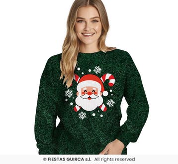 Kerst Trui Glitter Groen, Verzenden, Nieuw, Feestartikel