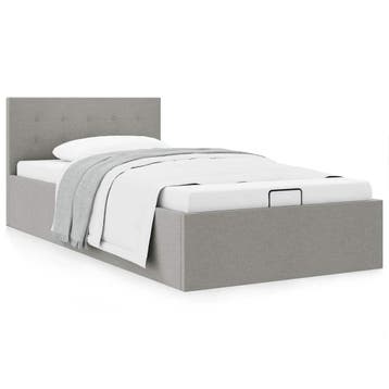 vidaXL Bedframe met hydraulische opslag stof lichtgrijs, 90 cm, Eenpersoons, Verzenden, Nieuw