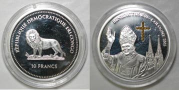 10 Francs Congo Kongo Km 172 10 Franken 2005 Papst Benedi..., Verzenden