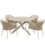 Florence Prado dining tuinset 130xH75 cm rond 5 delig, Tuin en Terras, Tuinsets en Loungesets, Ophalen of Verzenden, Nieuw, Aluminium