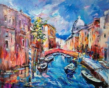 Alfredo Grimaldi (1950) - Venezia, riflessi di luce sul