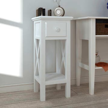 vidaXL Bijzettafeltje met lade wit, Huis en Inrichting, Verzenden, Nieuw, Hout