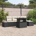 vidaXL Tuin Sofa Set met opslag 6 pcs Zwart Poly riet, Verzenden, Nieuw, Rotan, 6 zitplaatsen