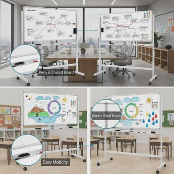 Dubbelzijdig Mobiel Whiteboard 120x60cm met Magneten, Pennen, Verzenden, Nieuw