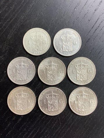 Nederland. Wilhelmina. 1 Gulden 1922/1940, Lot van 8 stuks