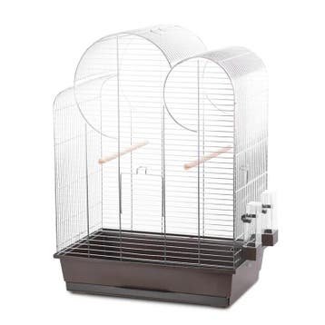 Vogelkooi Duvo Eliza Bruin/Chroom – Parkietenkooi met Geg., Verzenden, Nieuw, Overige materialen, Vogelkooi