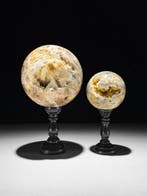 GEEN RESERVEPRIJS - Prachtig paar kristalkwarts Bollen op