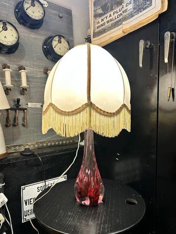 Val Saint Lambert - Vaas - Kristal - Roze kristallen lamp