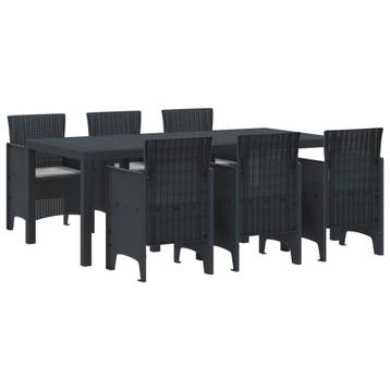 vidaXL Tuin eettafelset 7 st Antracietkleurig Polypropyleen, Verzenden, Nieuw, 7 zitplaatsen