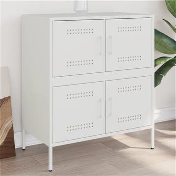 vidaXL Dressoir 68x39x79 cm staal wit, Verzenden, Nieuw, Metaal, Minder dan 50 cm