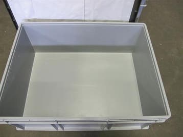 Stapelbak met deksel, 800x600x320 mm, euronorm, grijs pp,, Gebruikt, 60 cm of meer, Bak of Kist, 75 tot 100 cm